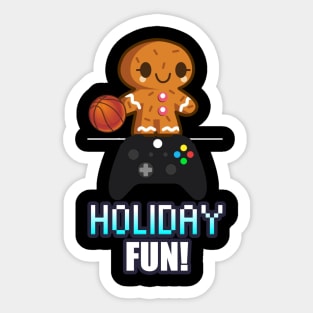 Holiday Fun - Cute Gingerbread Gamer - Graphic Novelty Gift - Holiday Saying Text Design Typographic Quote Sticker